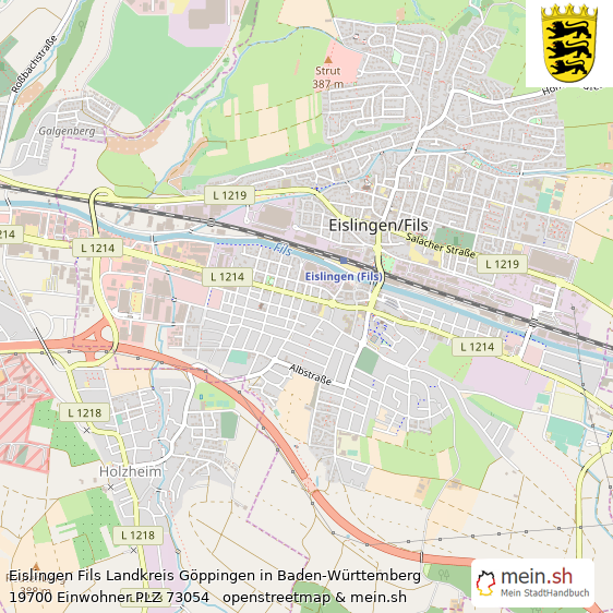 Eislingen Fils Landkreis Göppingen Lageplan © Openstreetmap Contributors Eislingen Fils Kleine Mittelstadt Lageplan